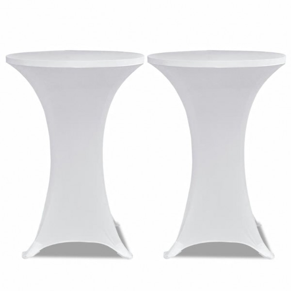 2 Manteles blancos ajustados para mesa de pie - 70 cm diámetro M 2