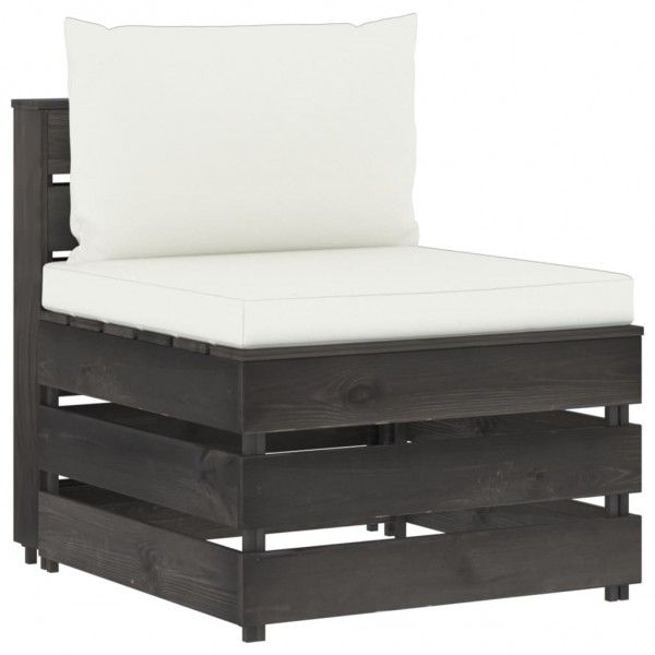 Sofá central seccional con cojines madera impregnada gris D