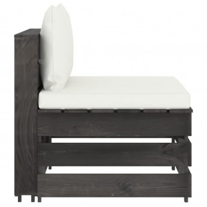 Sofá de centro seccional c/ almofadões madeira impreg. cinzento H