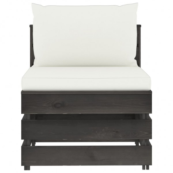 Sofá de centro seccional c/ almofadões madeira impreg. cinzento M 3