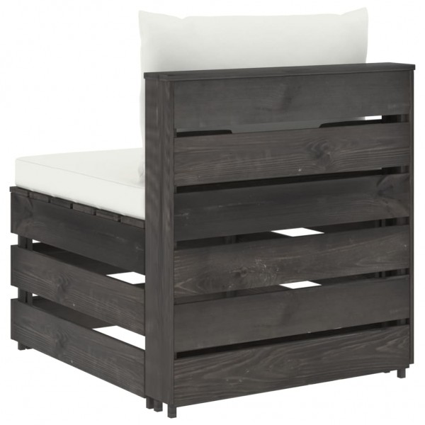 Sofá de centro seccional c/ almofadões madeira impreg. cinzento M 4