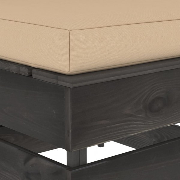 Sofá de centro seccional c/ almofadões madeira impreg. cinzento M 5