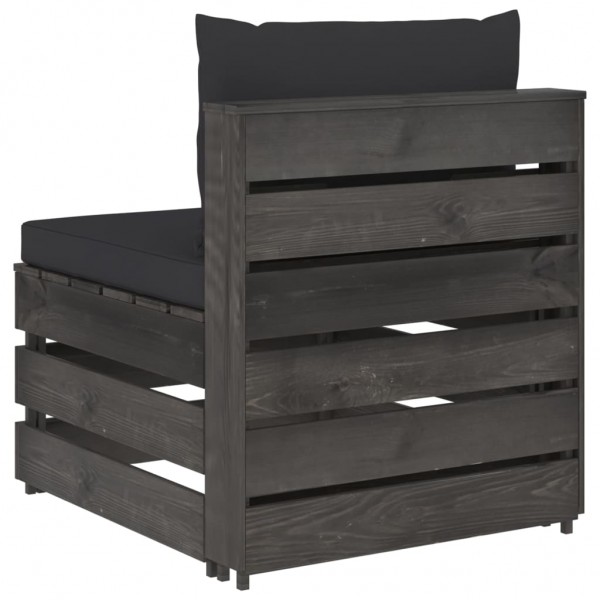 Sofá central seccional con cojines madera impregnada gris M 4