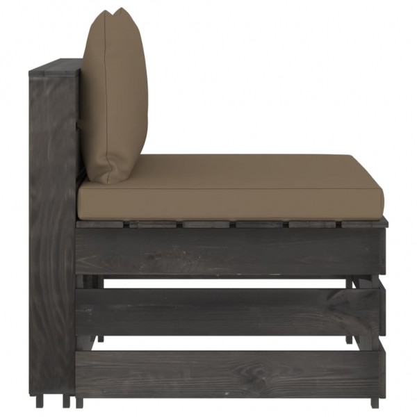 Sofá central seccional con cojines madera impregnada gris M 2