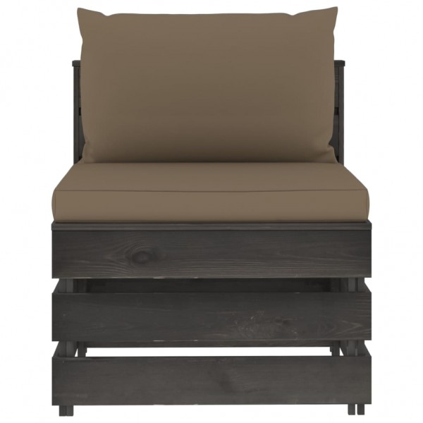 Sofá central seccional con cojines madera impregnada gris M 3