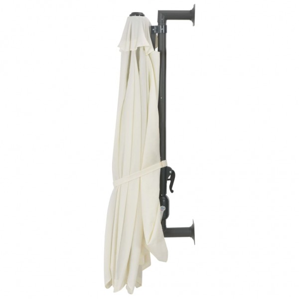 Sombrilla de pared con LEDs y poste de metal 300 cm arena M 5