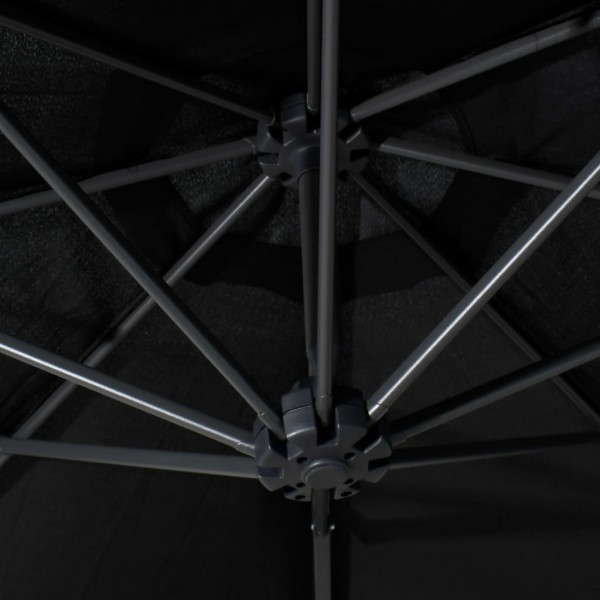 Sombrilla de pared con LEDs y poste de metal 300 cm negra M 2