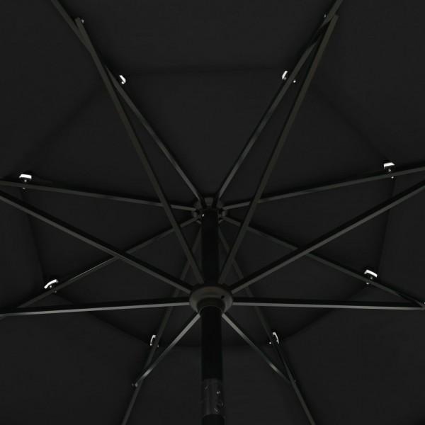 Guarda-sol de jardim 3 camadas c/ poste de alumínio 3.5 m preto M 2