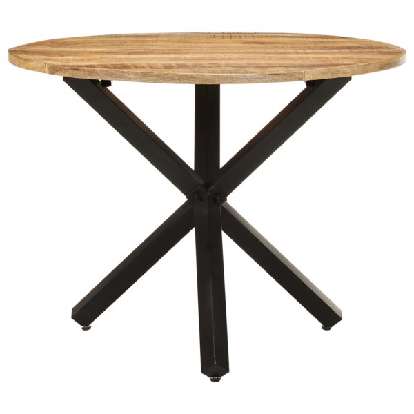 Mesa de comedor madera de mango rugosa redonda 100x100x75 cm M 2