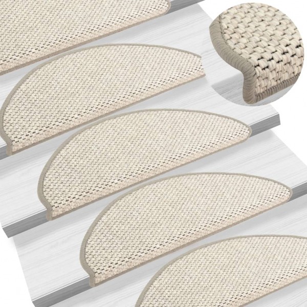 Alfombrilla autoadhesiva escalera sisal 15 uds beige 65x21x4 cm D