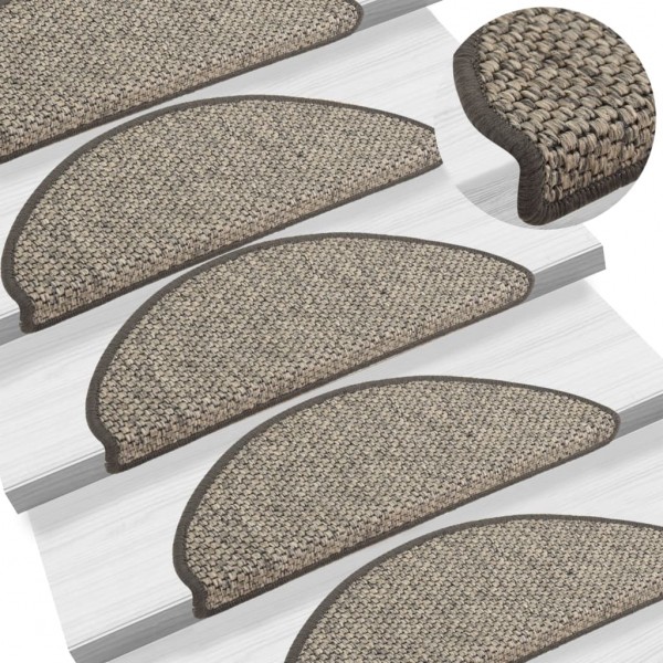 Alfombrilla autoadhesiva escalera sisal 15 uds taupé 65x21x4cm D
