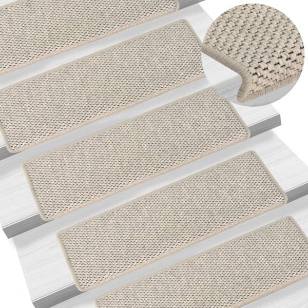 Alfombrilla autoadhesiva escalera sisal 15 uds 65x21x4 cm D