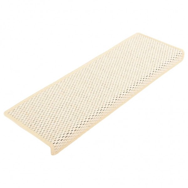 Alfombrilla autoadhesiva escalera sisal 15 uds crema 65x21x4 cm M 2