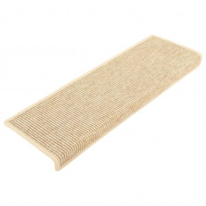 Tapetes escada adesivos aspeto sisal 15pcs 65x21x4cm bege-claro H