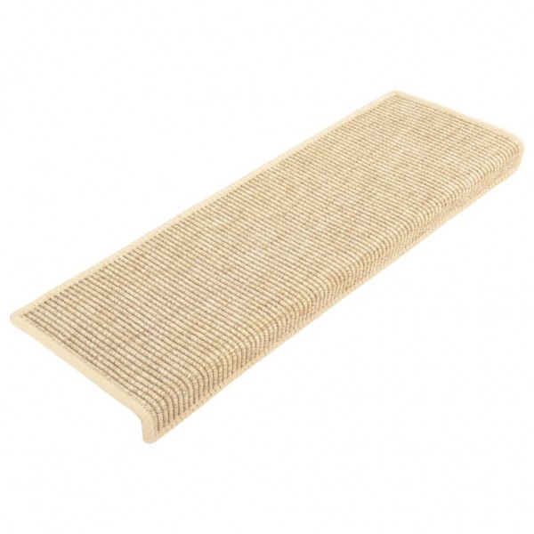 Tapetes escada adesivos aspeto sisal 15pcs 65x21x4cm bege-claro M 2