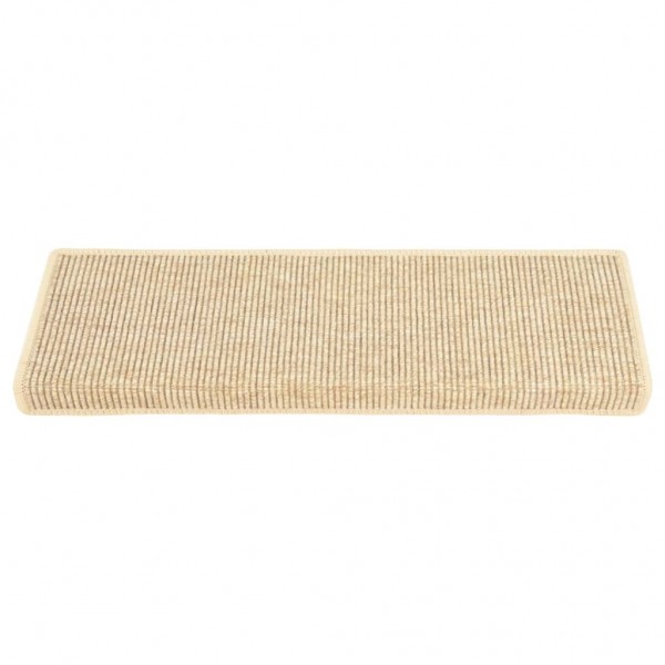 Tapetes escada adesivos aspeto sisal 15pcs 65x21x4cm bege-claro M 3