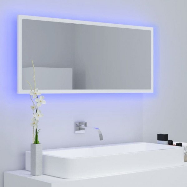 Espejo de baño LED acrílico blanco 100x8.5x37 cm M 3