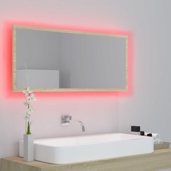 Espejo de baño LED acrílico color roble Sonoma 100x8.5x37 cm M 5
