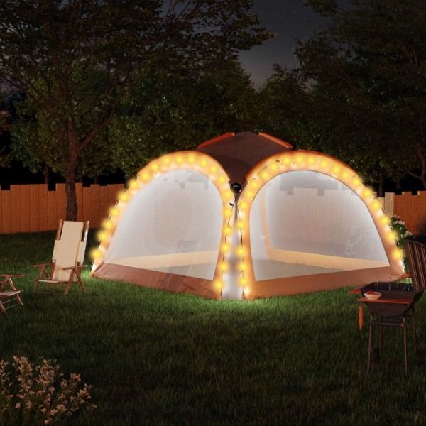 Carpa de fiesta LED 4 paredes gris y naranja 3.6x3.6x2.3 m D