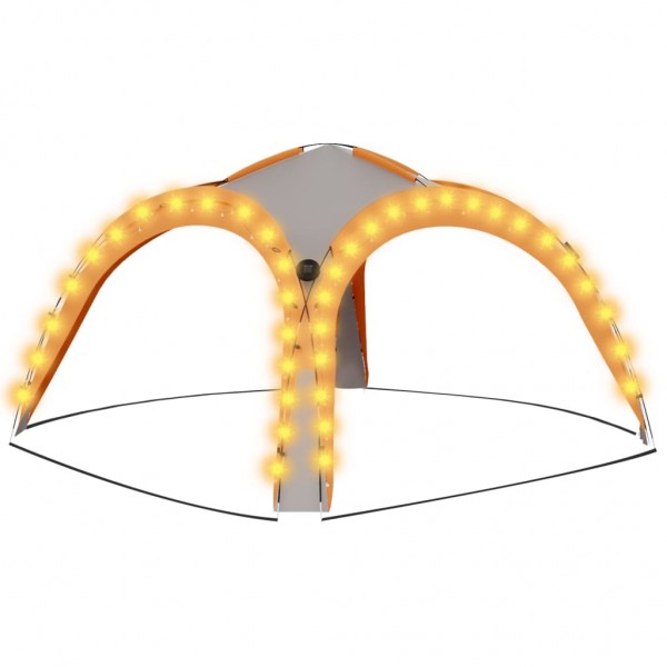 Tenda festas LED 4 paredes laterais 3.6x3.6x2.3 m cinza/laranja M 2