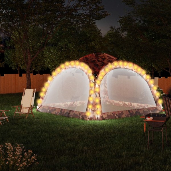 Carpa de fiesta con LED y 4 paredes laterales azul 3.6x3.6x2.3m D