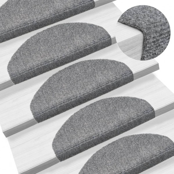 Alfombrillas de escaleras autoadhesivas 5 uds gris 65x21x4 cm D
