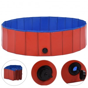 Piscina para cães dobrável 120x30 cm PVC vermelho H