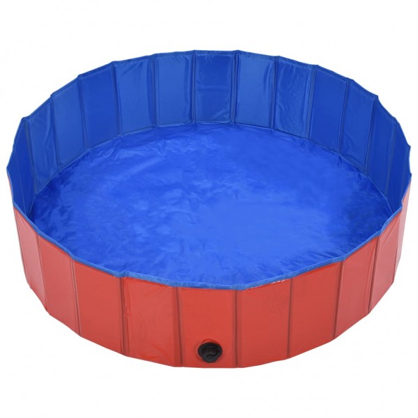 Piscina para cães dobrável 120x30 cm PVC vermelho M 4