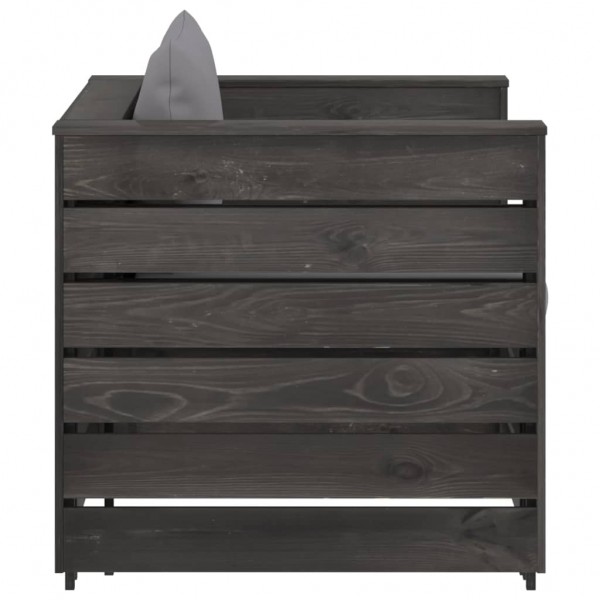 Muebles de jardín 2 piezas con cojines madera impregnada gris M 5
