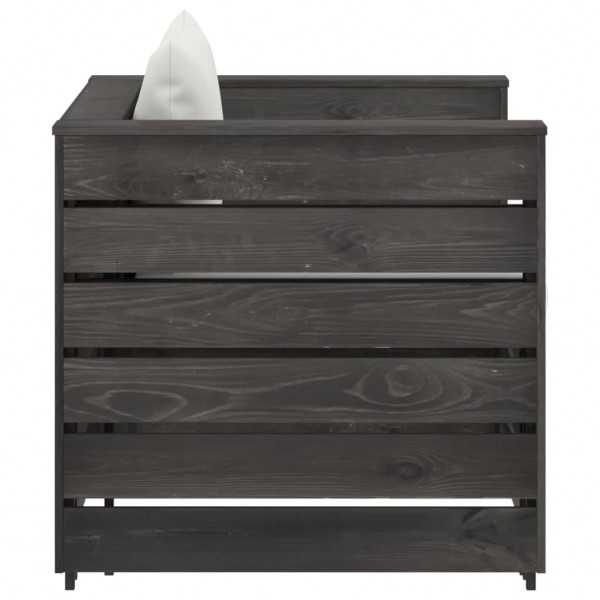 2 pcs conj. lounge jardim + almofadões madeira impreg. cinzento M 5