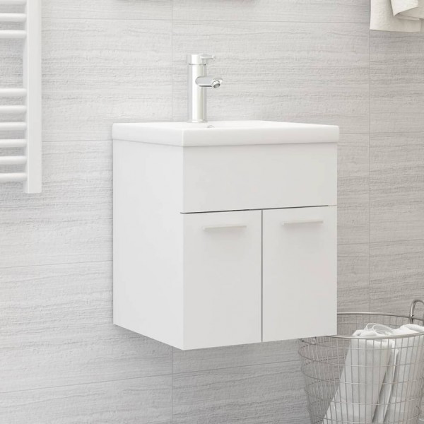Mueble con lavabo blanco madera contrachapada D