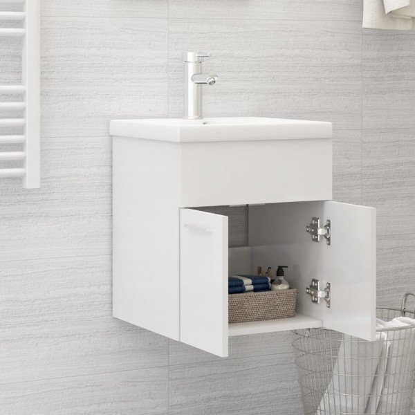 Mueble con lavabo madera de ingeniería blanco brillante M 3