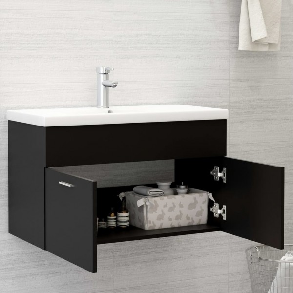 Mueble con lavabo madera de ingeniería negro M 3