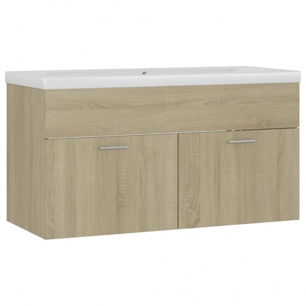 Mueble con lavabo madera de ingeniería roble Sonoma M 2