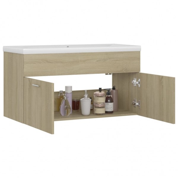 Mueble con lavabo madera de ingeniería roble Sonoma M 4