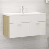 Mueble con lavabo madera de ingeniería blanco y roble Sonoma 1