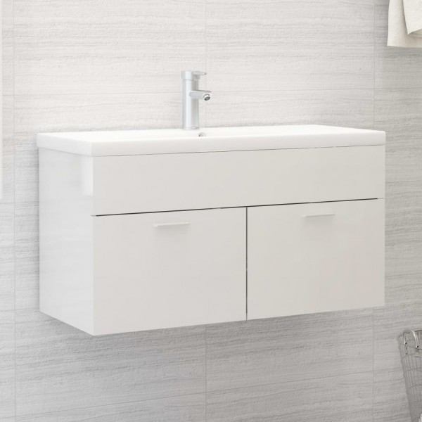 Mueble con lavabo madera de ingeniería blanco brillante M 4