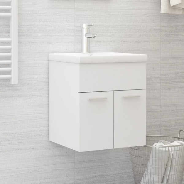 Mueble con lavabo blanco madera contrachapada D