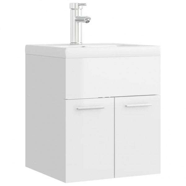 Mueble con lavabo aglomerado blanco brillante M 2