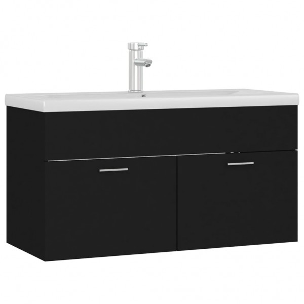 Mueble con lavabo madera de ingeniería negro M 2