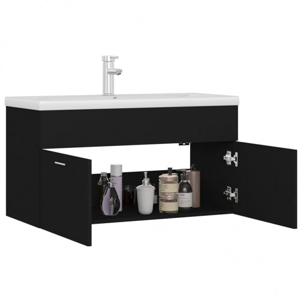 Mueble con lavabo madera de ingeniería negro M 3