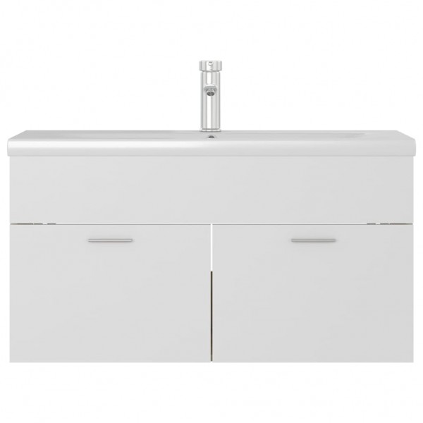 Mueble con lavabo madera de ingeniería blanco y roble Sonoma M 5