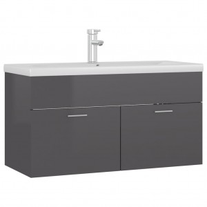 Mueble con lavabo madera de ingeniería gris brillante H