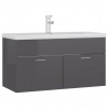 Mueble con lavabo madera de ingeniería gris brillante 2