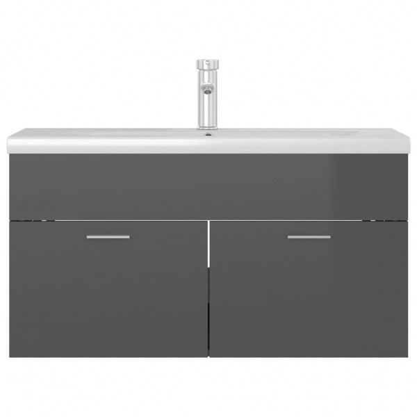 Mueble con lavabo madera de ingeniería gris brillante M 5