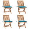 Cadeiras de jardim dobráveis c/ almofadões 4 pcs teca maciça 1