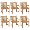 Cadeiras de jardim c/ almofadões vermelhos 6 pcs teca maciça 2