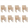 Cadeiras de jardim c/ almofadões bege 8 pcs teca maciça 1