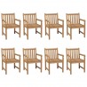 Cadeiras de jardim c/ almofadões azul 8 pcs teca maciça 2