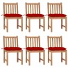 Cadeiras de jardim 6 pcs c/ almofadões madeira de teca maciça 1